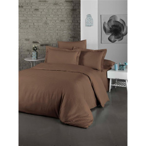 Памучен спален комплект в Кафяво Райе Памучен спален комплект в Кафяво Райе