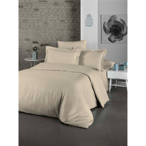 Памучен спален комплект в Бежово Райе Памучен спален комплект в Бежово Райе