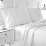 Единичен спален комплект в бяло -Памучен сатен