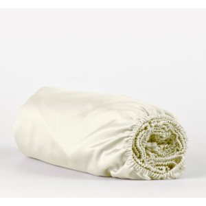 Чаршаф с ластик в екрю 140х200х25 см. - Сатен