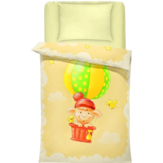 Спално бельо за бебе Балон - жълто и екрю