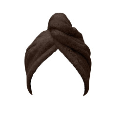 Кафява хавлиена кърпа за глава с копче