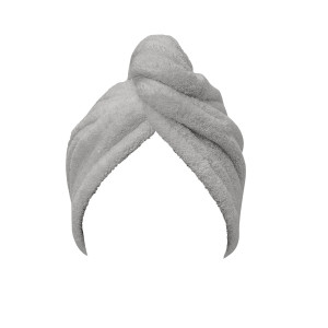 Сива хавлиена кърпа за глава с копче Сива хавлиена кърпа за глава с копче