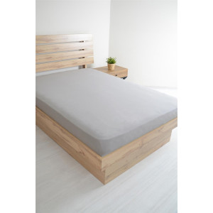 Сив чаршаф с ластик 180х200 см. - Ранфорс 