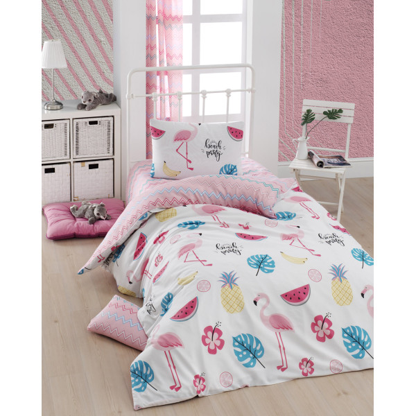 Спално бельо за единично легло Фламинго - Ранфорс