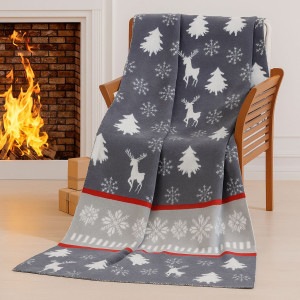 Памучно коледно одеяло в сиво - 150х200 см.