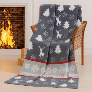 Памучно коледно одеяло в сиво - 150х200 см.