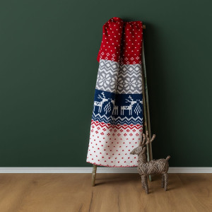 Памучно коледно одеяло Еленчета - 150х200 см. 