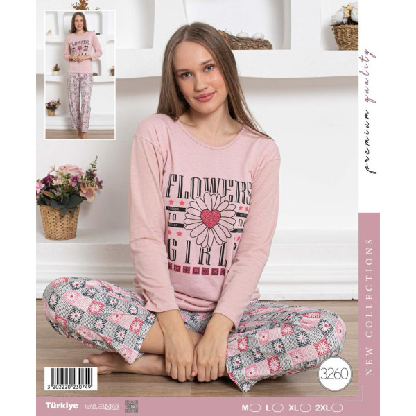 Дамска пижама с дълги ръкави Флора - L