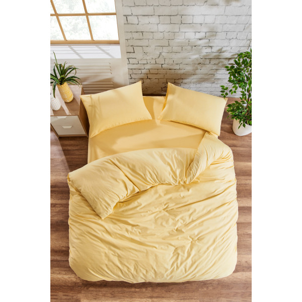 Единичен спален комплект Ранфорс - жълто