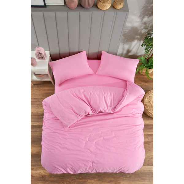 Единичен спален комплект Ранфорс - розово