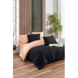 Единичен спален комплект Праскова и Черно - Ранфорс Единичен спален комплект Праскова и Черно - Ранфорс