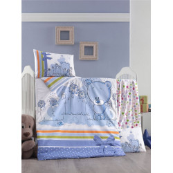Бебешки спален комплект Син Мечо Ранфорс