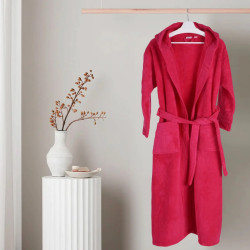 Български хавлиен халат с качулка от микропамук 600 гр./кв.м. Raspberry Red