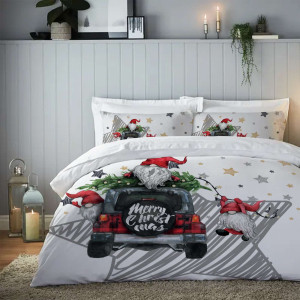 Коледен памучен спален комплект единичен