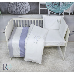 Бебешки спален комплект Сладък приятел - сиво и лилаво