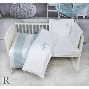 Бебешки спален комплект Сладък приятел - бяло и аква