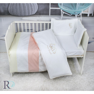 Бебешки спален комплект Сладък приятел - екрю и праскова