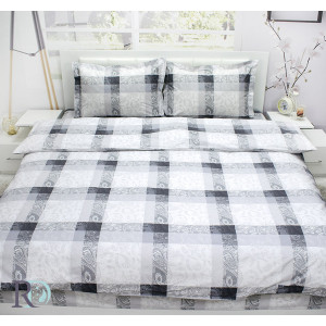 Спален комплект Памук, двоен - Сиво Каре Спален комплект Памук, двоен - Сиво Каре