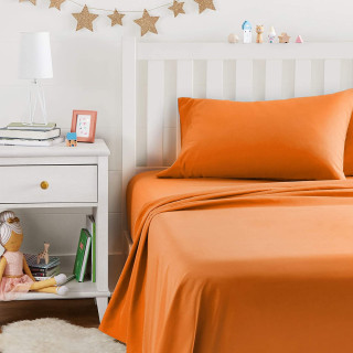 Памучен спален комплект в оранжево единичен
