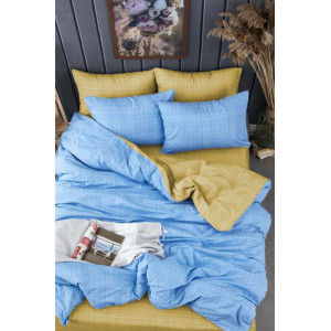 Двулицев спален комплект Синьо/Златисто