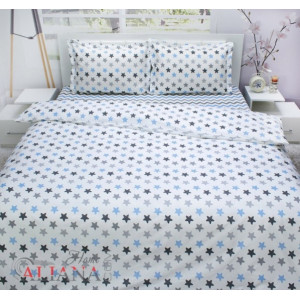 Двоен спален комплект Звезди, синьо - 100% Ранфорс