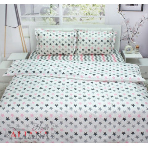 Двоен спален комплект Звезди, розово - 100% Ранфорс