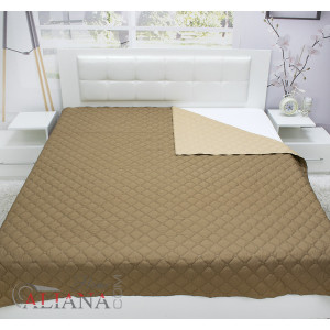 Двулицево покривало за легло - Кафяво и Бежово