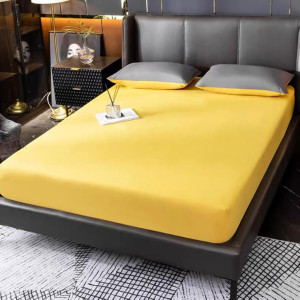 Памучен долен чаршаф с ластик в жълто Памучен долен чаршаф с ластик в жълто