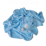 Плюшено бебешко одеяло с играчка Синьо слонче