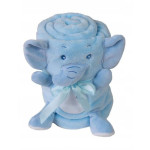 Плюшено бебешко одеяло с играчка Синьо слонче