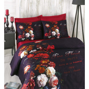 Спален комплект от памучен сатен - Вино Русо Спален комплект от памучен сатен - Вино Русо