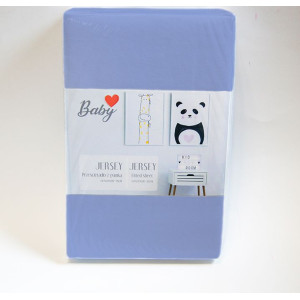 Син бебешки чаршаф с ластик 60/120