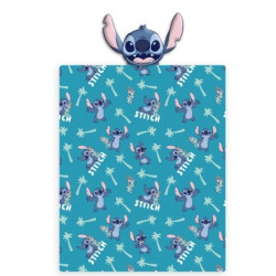 Одеяло Stitch с плюшена възглавница - Синьо