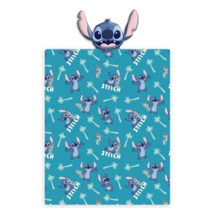 Одеяло Stitch с плюшена възглавница - Синьо