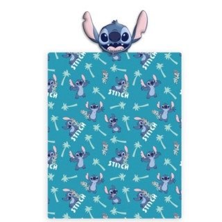 Одеяло Stitch с плюшена възглавница - Синьо