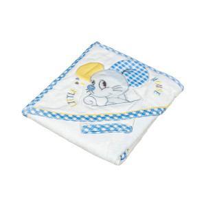 Памучна хавлия за бебе Little mouse синьо Памучна хавлия за бебе Little mouse синьо