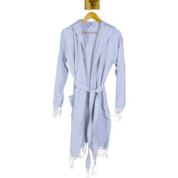 Плажен халат от пещемал - Синьо райе