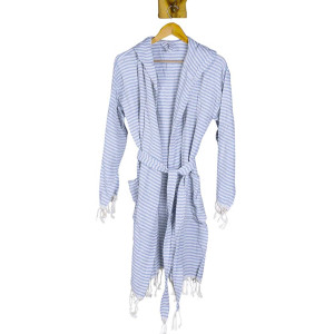 Плажен халат от пещемал - Синьо райе