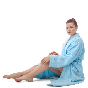 Памучен хавлиен халат за баня в цвят аква Памучен хавлиен халат за баня в цвят аква