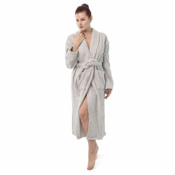 Памучен хавлиен халат за баня в сив цвят