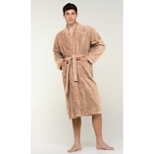 Памучен бежов халат за баня Хенри Памучен бежов халат за баня Хенри