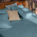 Долен чаршаф Seviliya Satin Stripe – Blue 150×260 см.