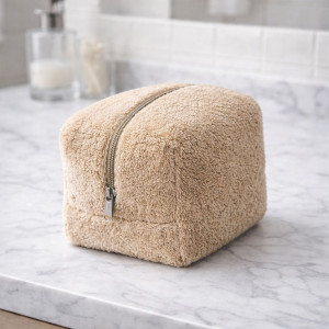 Хавлиена чантичка за грим - Бежово