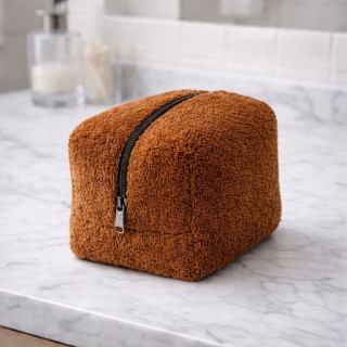 Хавлиена чантичка за грим - Кафяво