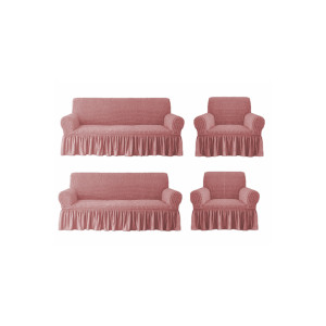 Еластичен калъф за фотьойл и диван в Пепел от рози 3-2-1-1 