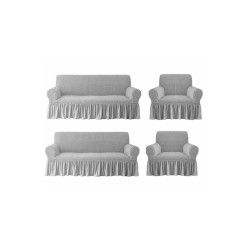 Еластичен калъф за фотьойл и диван в сиво 3-2-1-1 