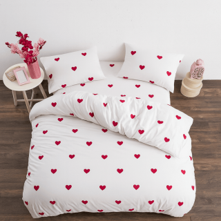 Спален комплект Хасе със сърца бяло - 5 части 