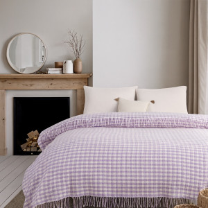 Памучно плетено одеяло в люляк 180х210 см.