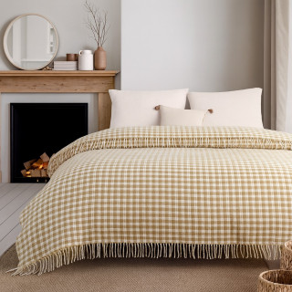 Памучно плетено одеяло в бежово 180х210 см.